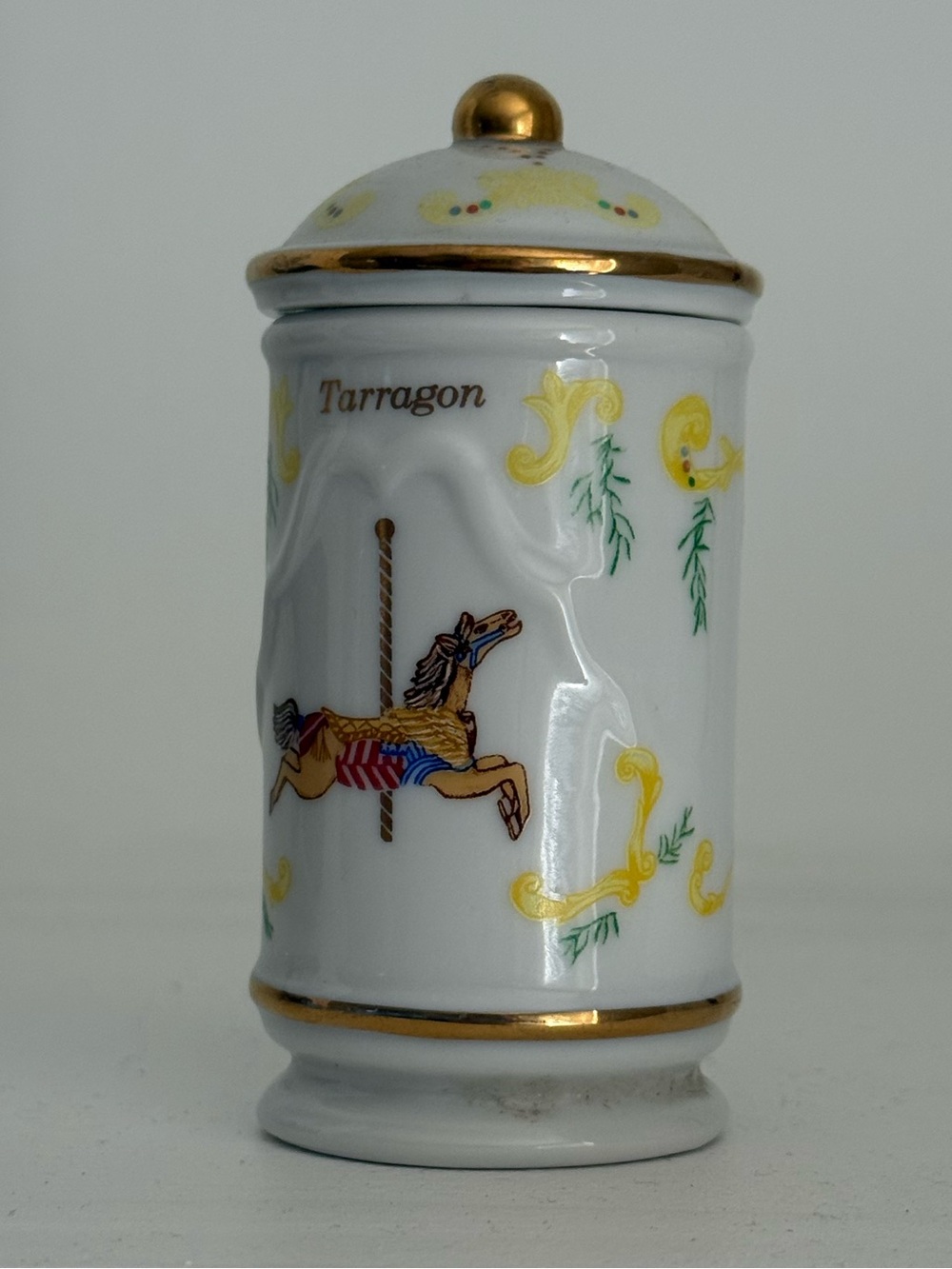 Lenox Carousel Fine Porcelain TARRAGON Spice Jar - 1993 Collection